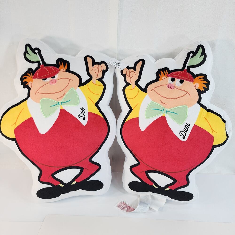 Disney Parks Alice Wonderland Tweedledee Tweedledum Pillow Set 2